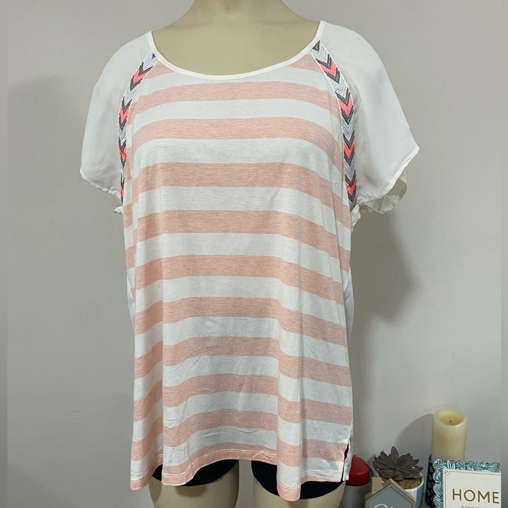 Skies Are Blue Relaxed Raglan Tee in Orange and Pink
